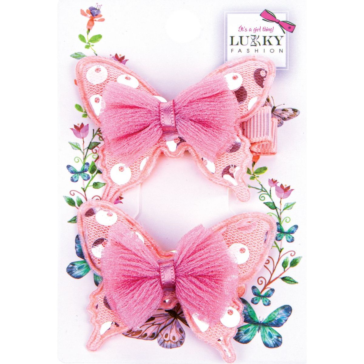 Lukky Fashion Set do vlasů, gumička s klipem - Motýl s mašlí - oranžová