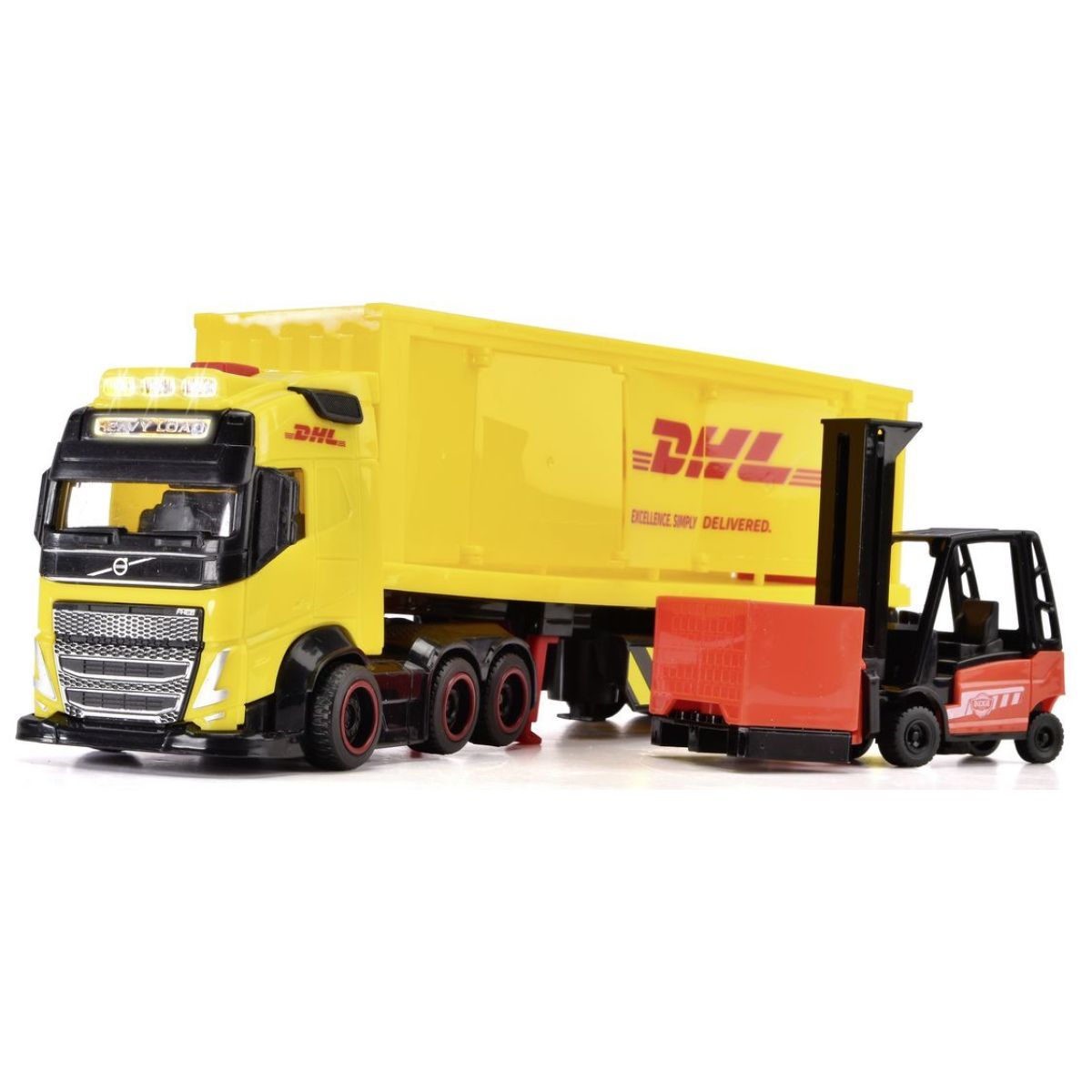 Dickie DHL nákladní auto Volvo FH 16 s vysokozdvižným vozíkem 35 cm