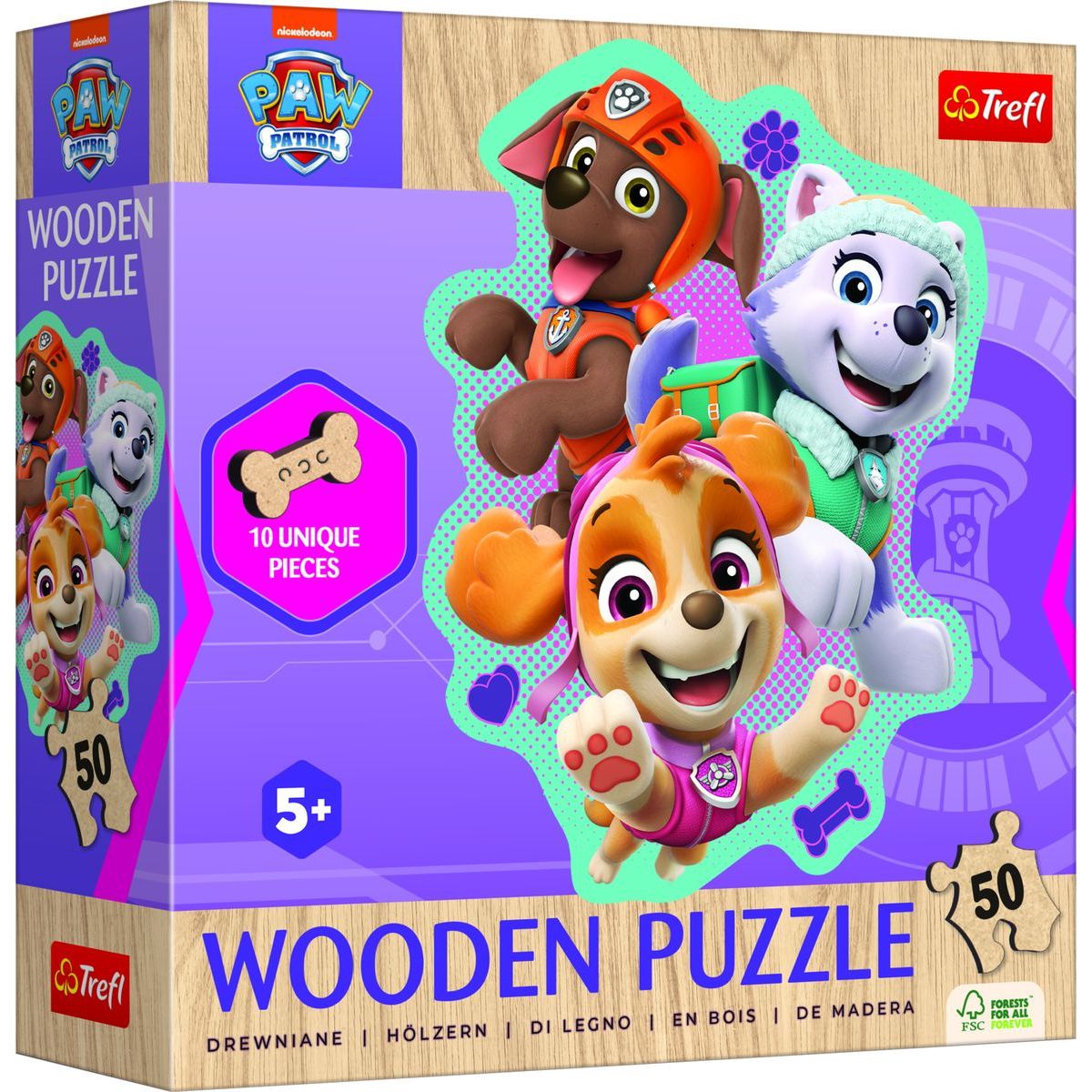 Trefl Tlapková patrola Dřevěné Puzzle 50 dílků