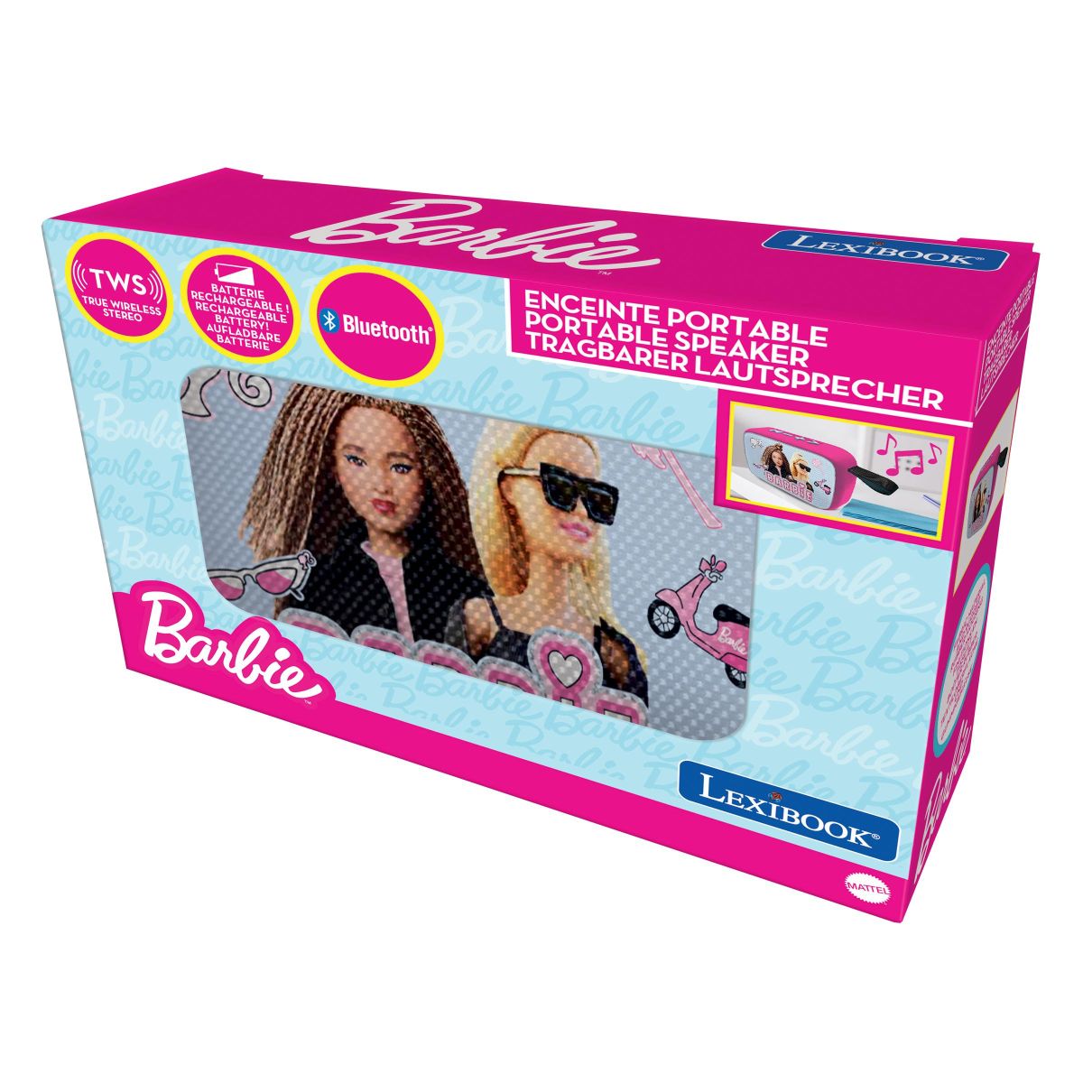 Lexibook Reproduktor Barbie s látkovým povrchem