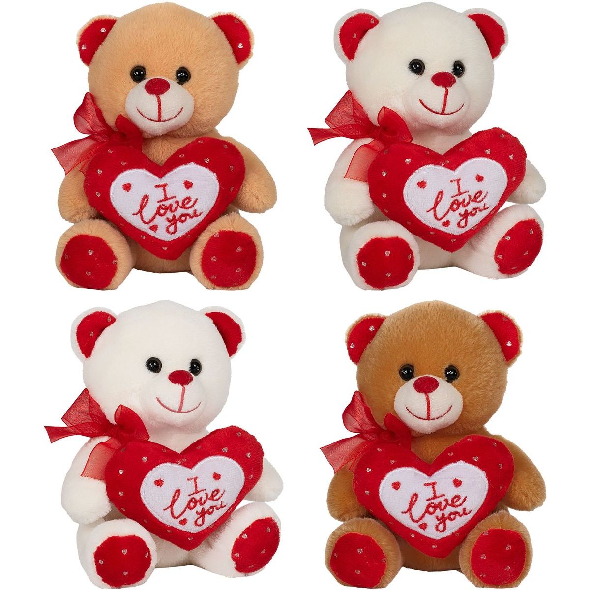 Plyšový Valentýský medvěd se srdíčkem I love you 15 cm béžový