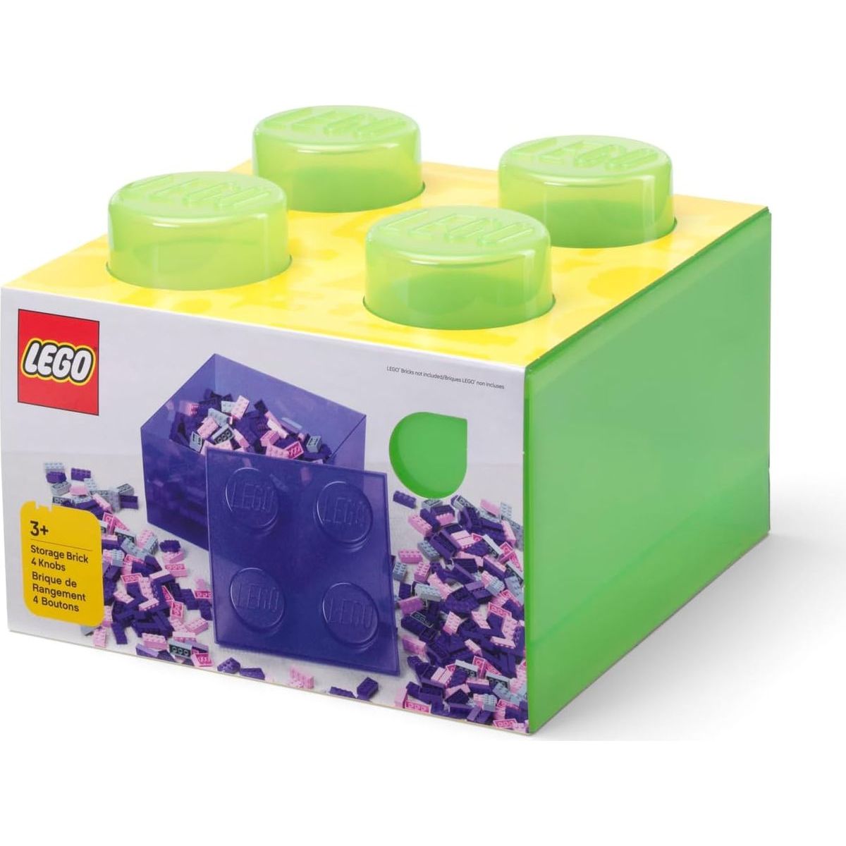 LEGO úložný box 4 s víkem - průhledná zelená