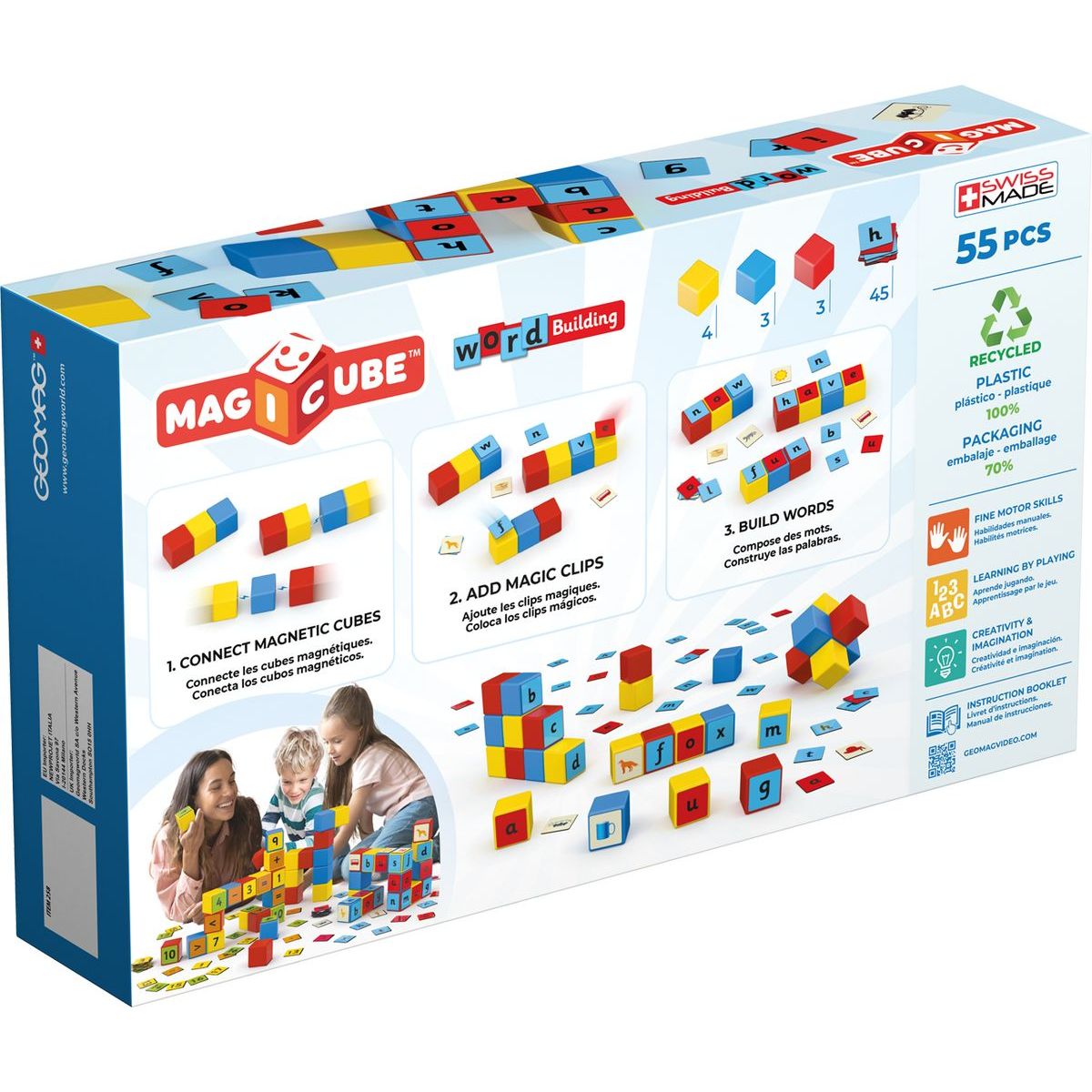 Geomag Magicube Word Building Recycled Clips 55 dílků