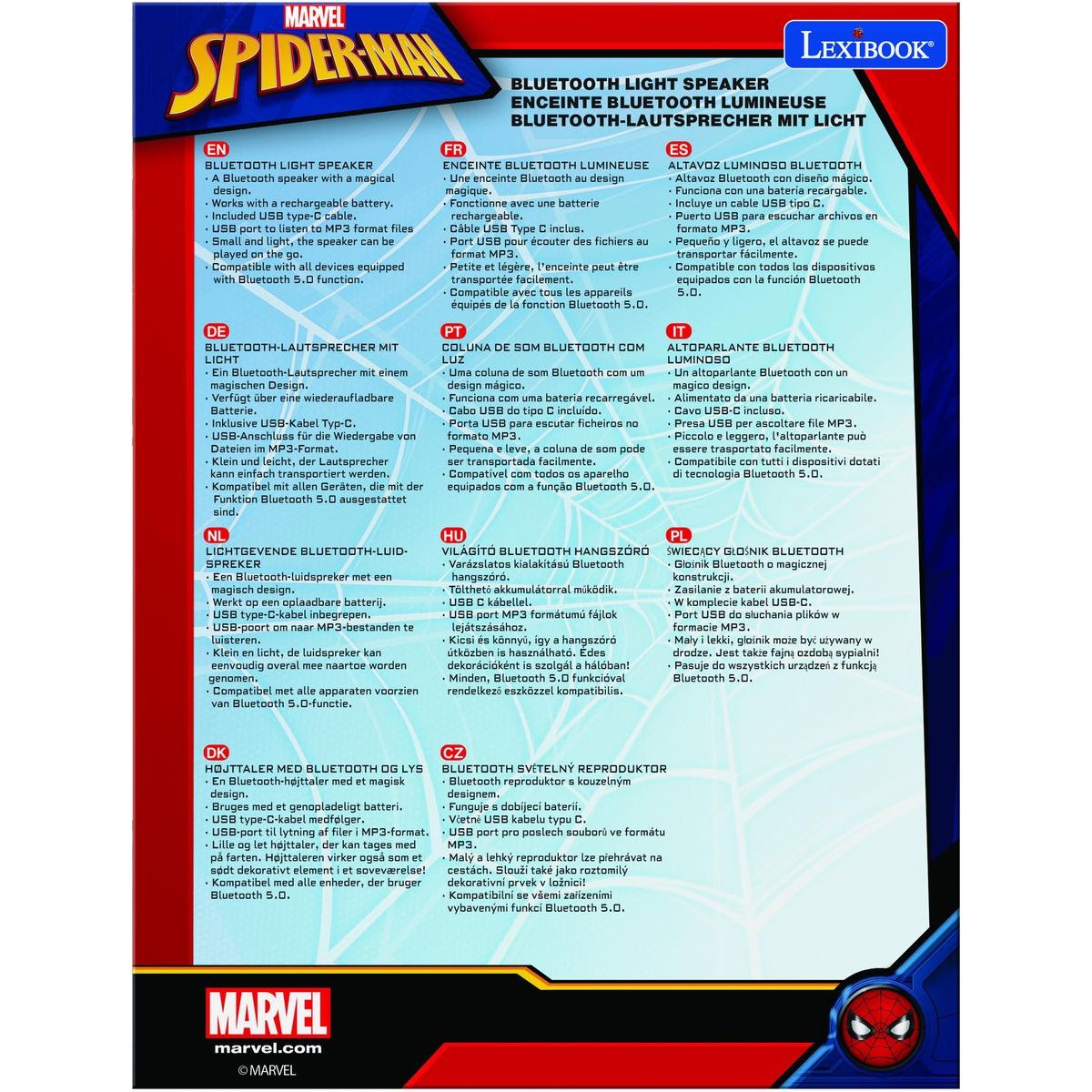 Lexibook Bluetooth reproduktor se svítící figurkou Spiderman