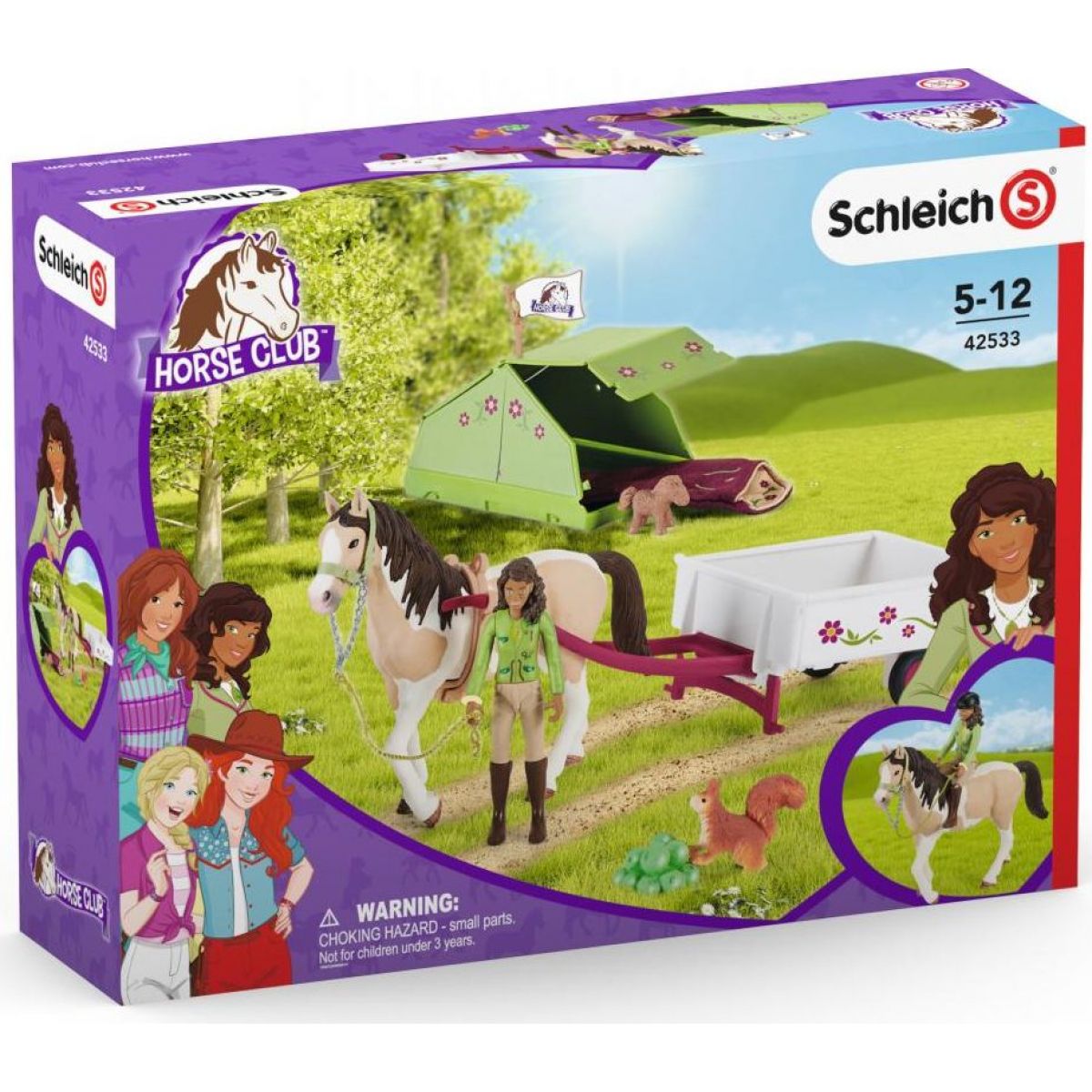 Schleich 42533 Sarah s koníkem a zvířátky kempují