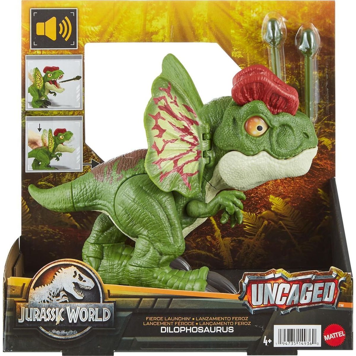 Mattel Jurassic world vystřelující Dilophosaurus se zvuky