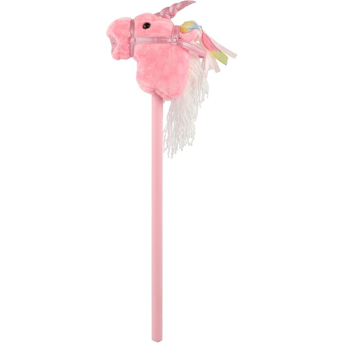 Kůň jednorožec na tyči plyš 80 cm na baterie se zvukem růžový v sáčku