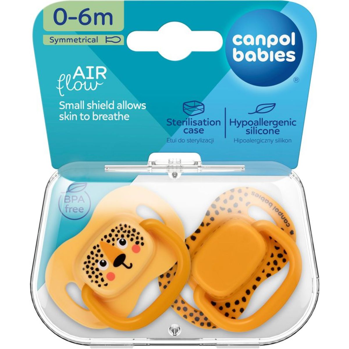 Canpol babies Set symetrických silikonových dudlíků BabiesBoo 0 - 6m 2 ks oranžový