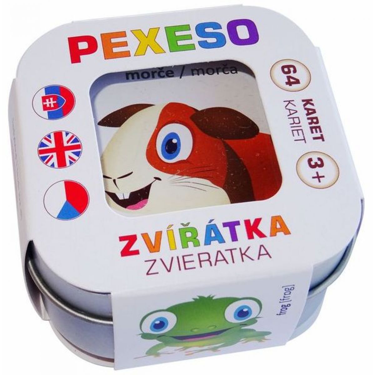 Pexeso Zvířátka 64 karet v plechové krabičce