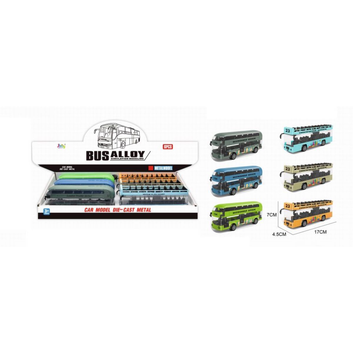 Alltoys Autobus dvoupatrový (158) - modrý - otevřená střecha