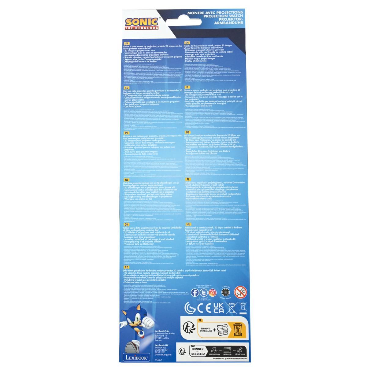 Lexibook Digitální promítací hodinky Sonic s 20 obrázky