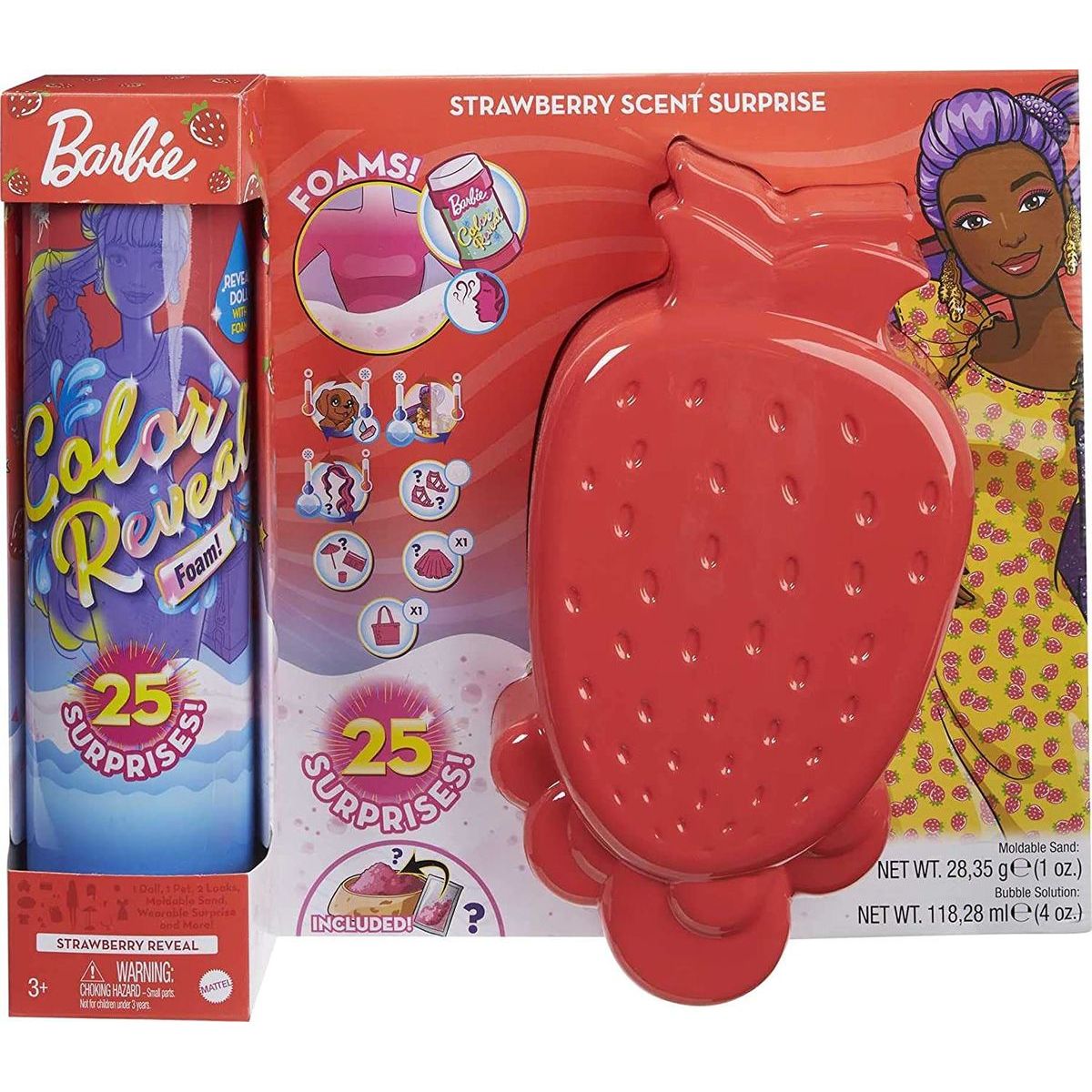 Mattel Barbie Color Reveal panenka pěna plná zábavy Jahoda