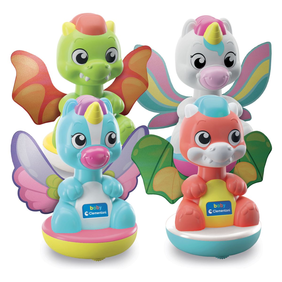 Baby Clementoni Točící se Jednorožec - Drak - modrý jednorožec