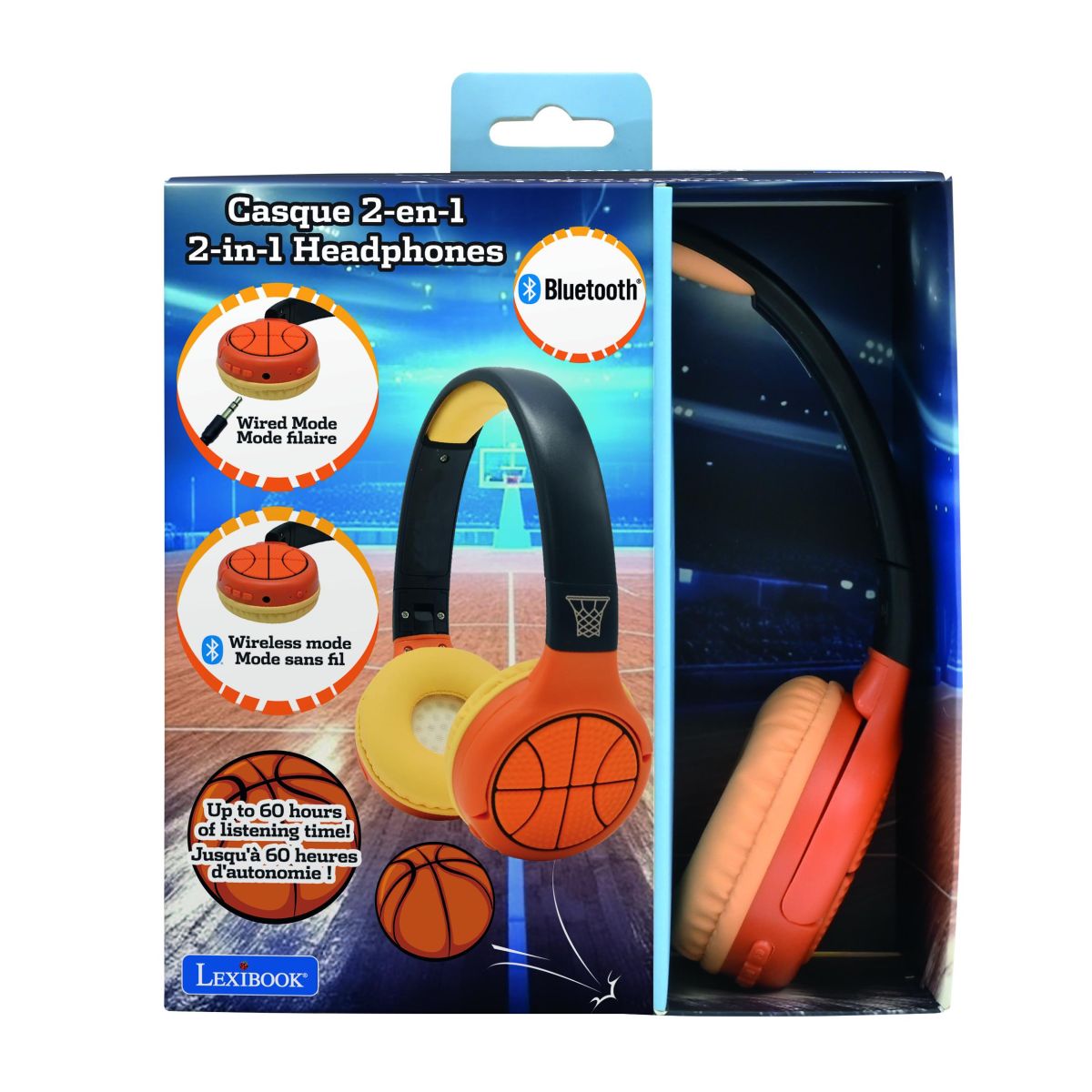Lexibook 2v1 bluetooth skládací sluchátka Basketbal s limitem hlasitosti