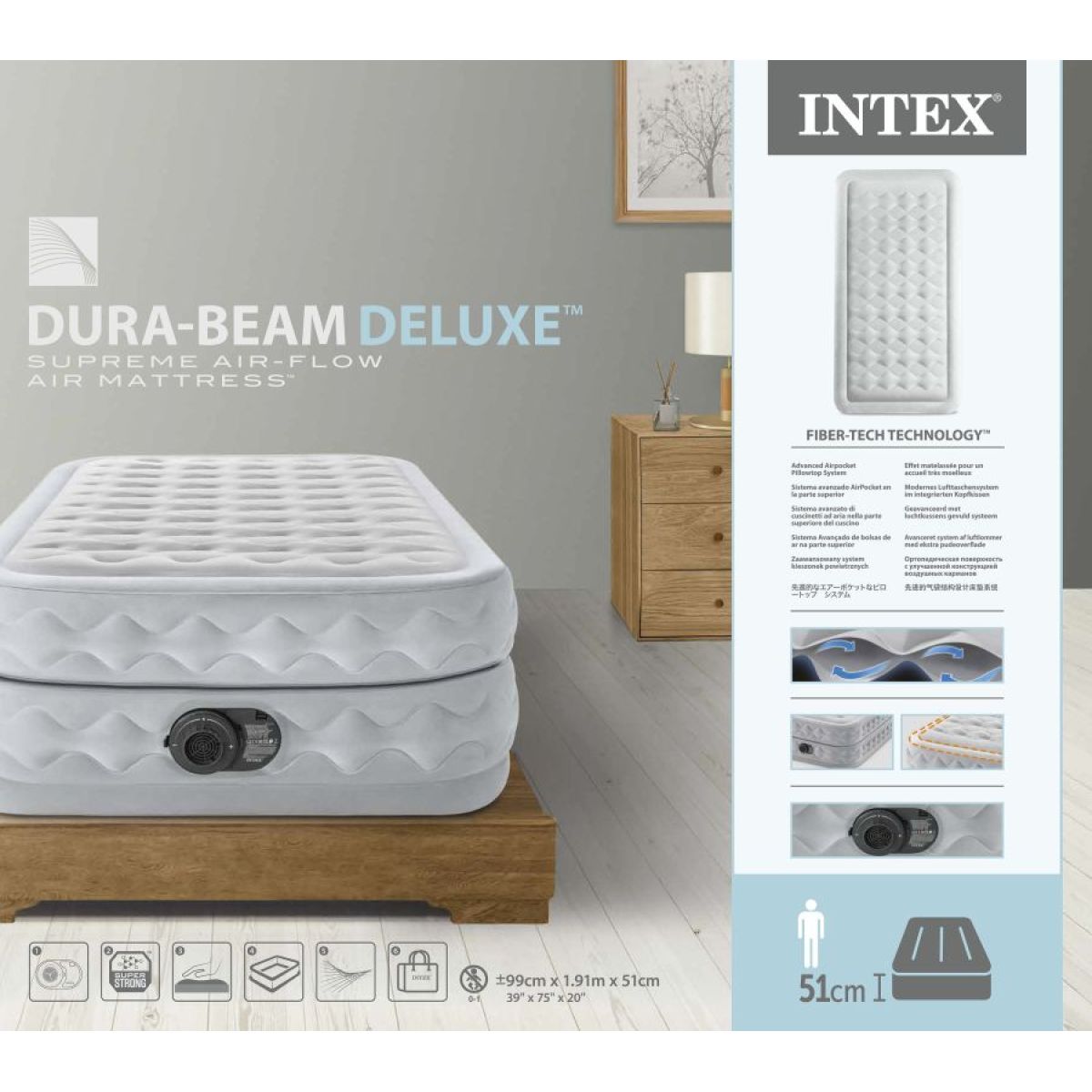 Intex 64488ND Nafukovací postel Dura-Beam Twin 99 x 191 x 51 cm - Poškozený obal
