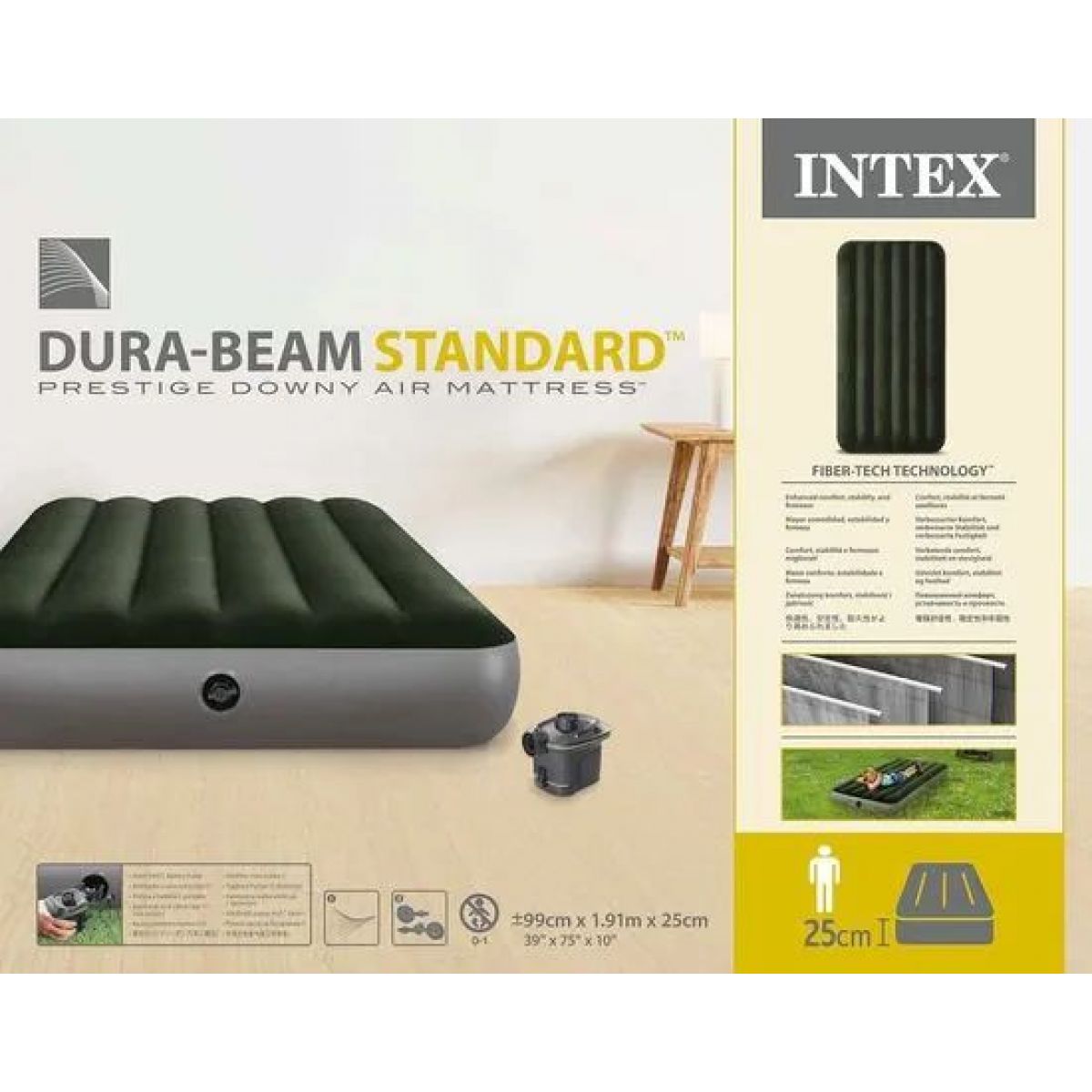 Intex 64777 Nafukovací postel 99 x 191 cm - Dura-Beam Twin Prestige