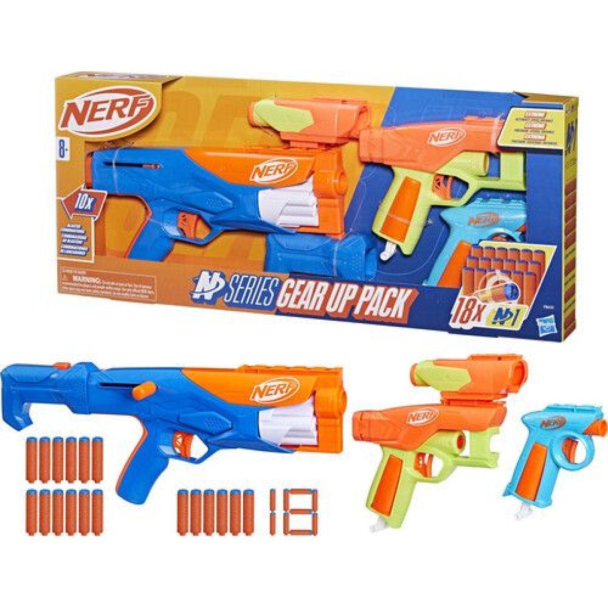 Hasbro Nerf Gear up pack puška + 2 pistole + 18 šipek