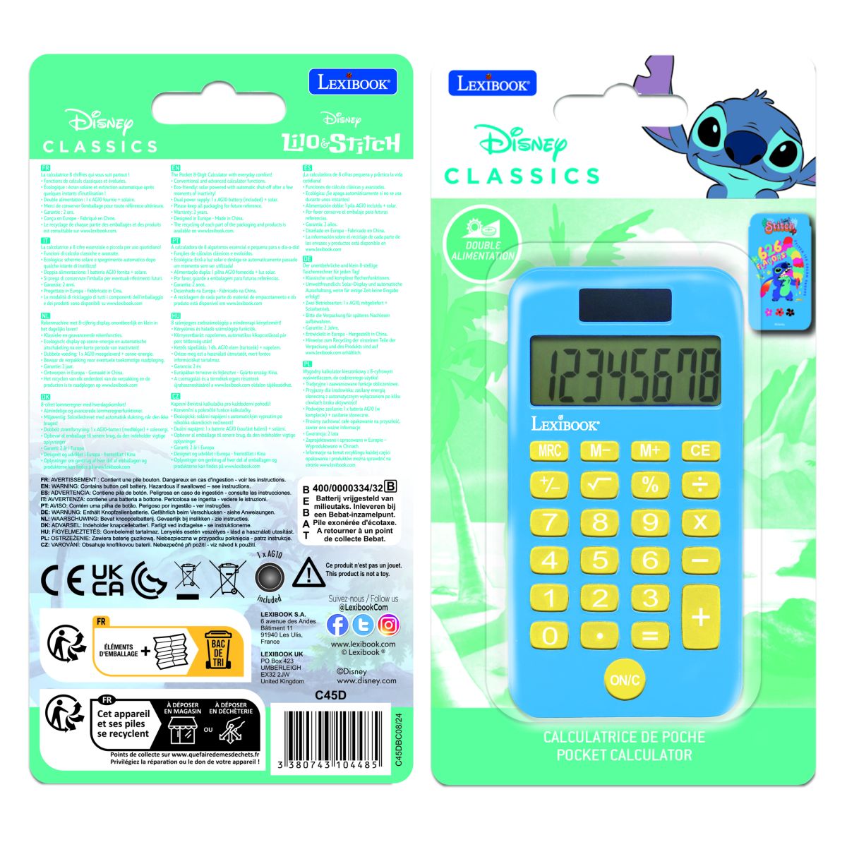 Lexibook Kapesní kalkulačka Stitch