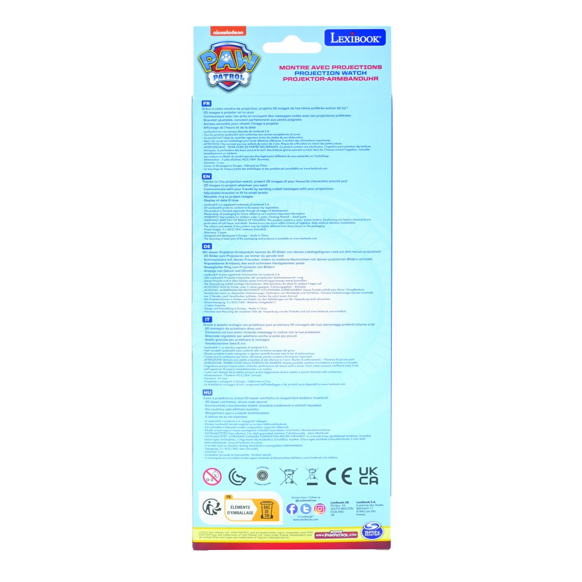 Lexibook Digitální promítací hodinky Tlapková patrola s 20 obrázky