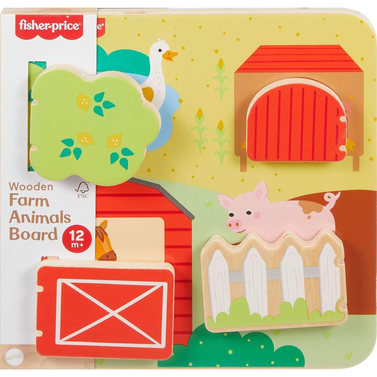 Fisher-Price Dřevěná hra na schovávanou zvířátka