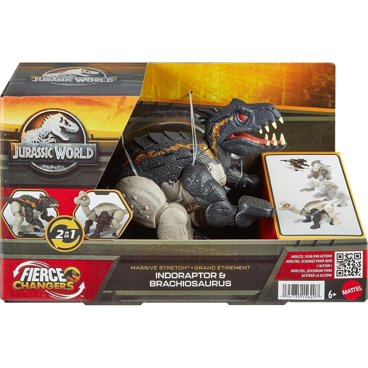 Jurassic World dinosaurus s transformací dvojité nebezpečí Indoraptor a Brachiosaurus