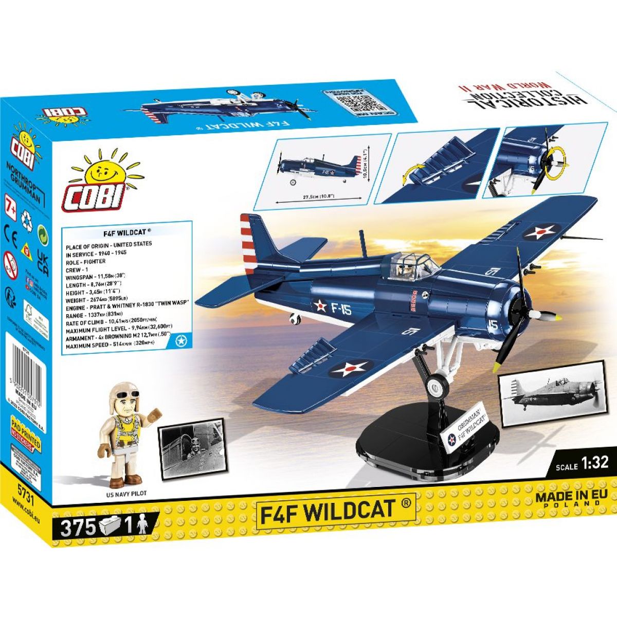 Cobi 5731 II. světová válka F4F Wildcat 375 dílků