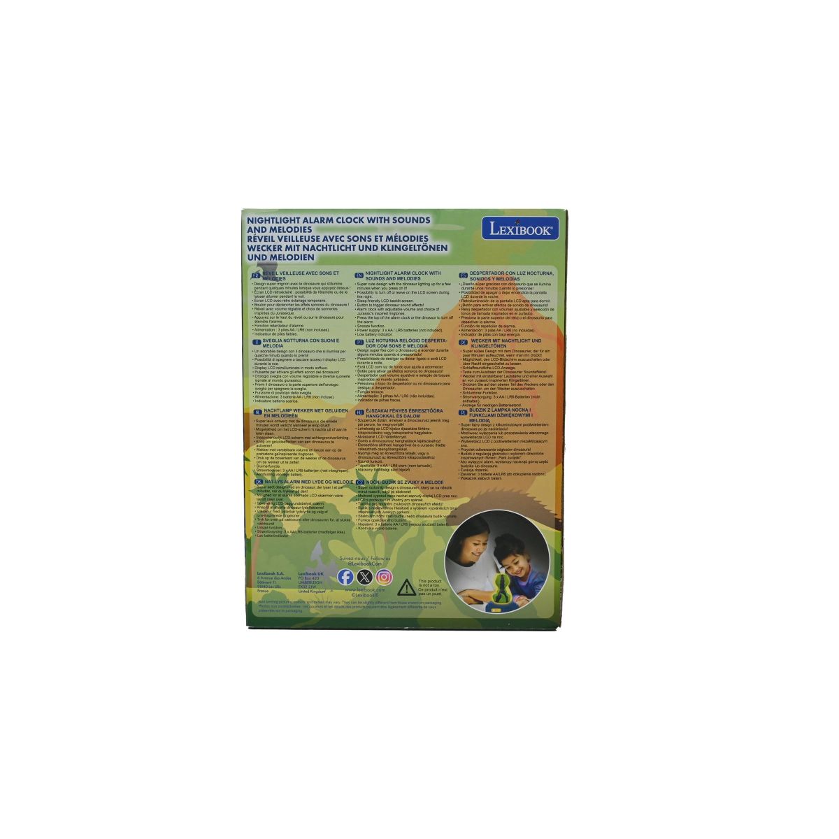 Lexibook Budík Dinosaurus se svítící figurkou