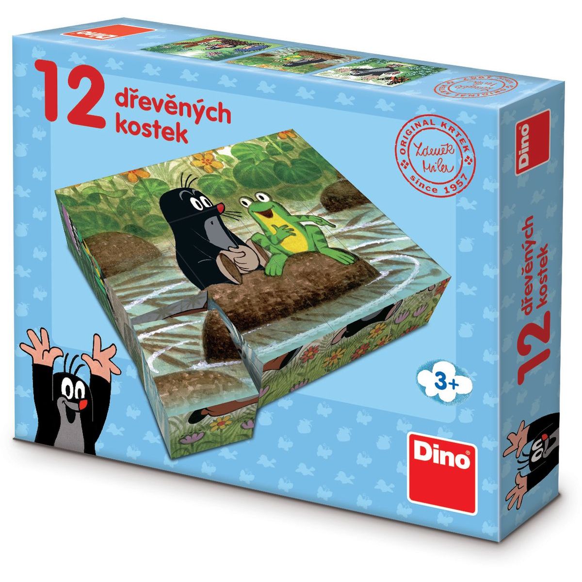Dino Dřevěné kostky Krtek a zvířátka 12 ks