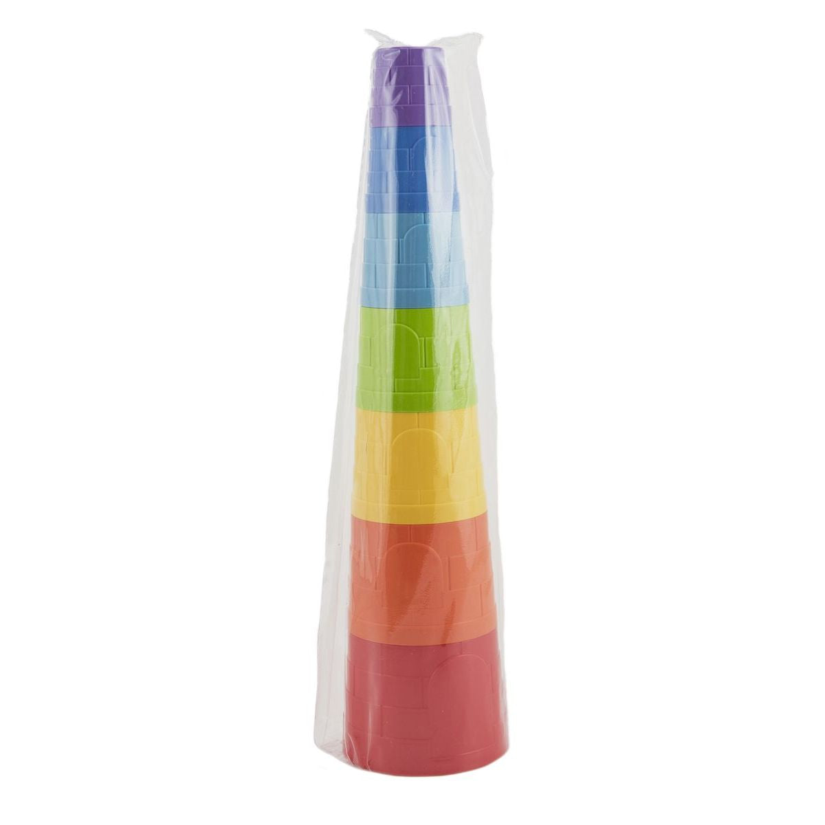 Kubus pyramida skládanka plast kulatá barevná 7ks v sáčku
