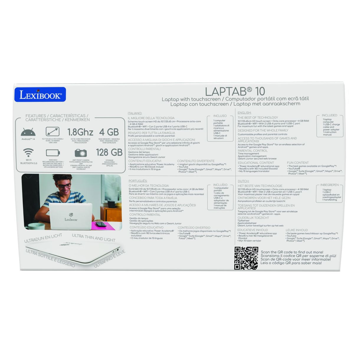 Lexibook LAPTAB Můj první skutečný počítač s dotykovou obrazovkou anglická verze