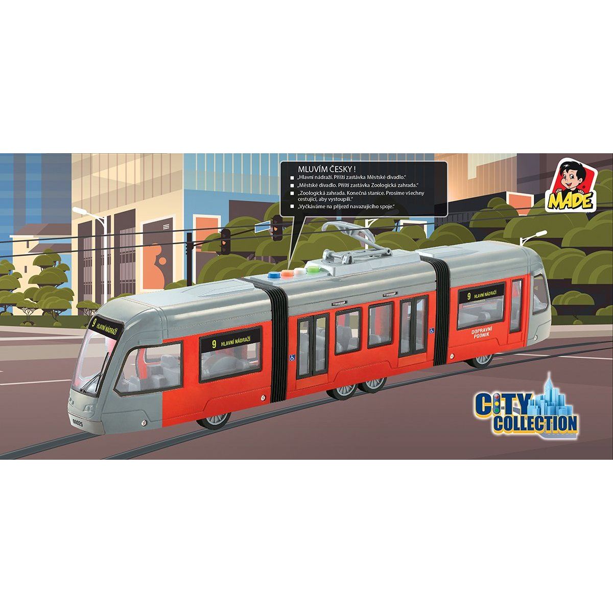 Tramvaj na setrvačník se světlem a hudbou