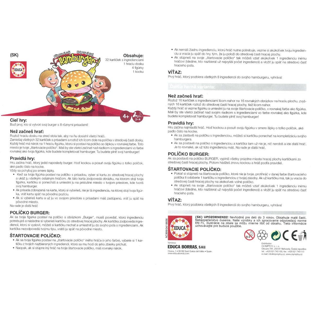 Educa hra Připrav si svůj Hamburger