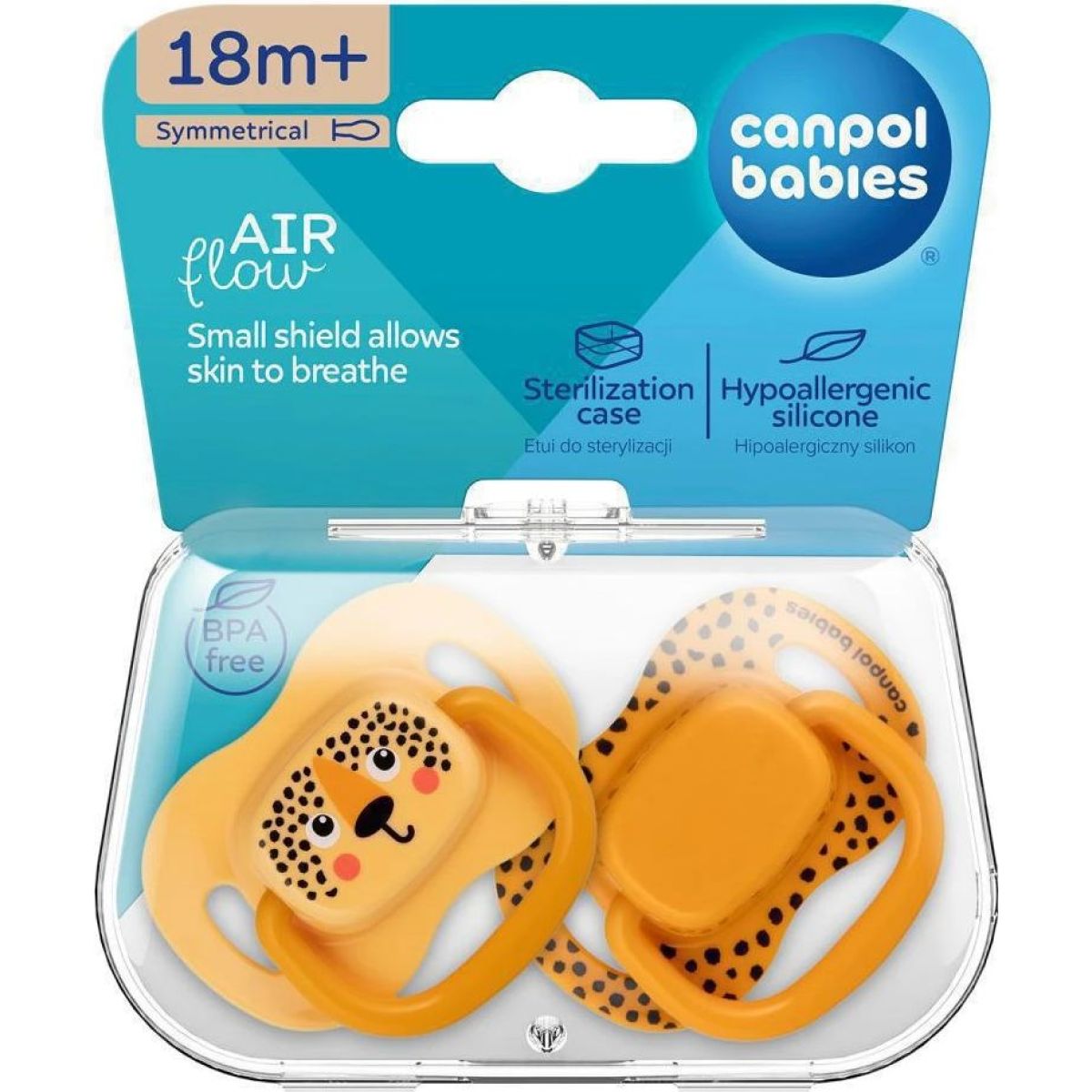 Canpol babies Set symetrických silikonových dudlíků BabiesBoo 18m+ 2 ks oranžový