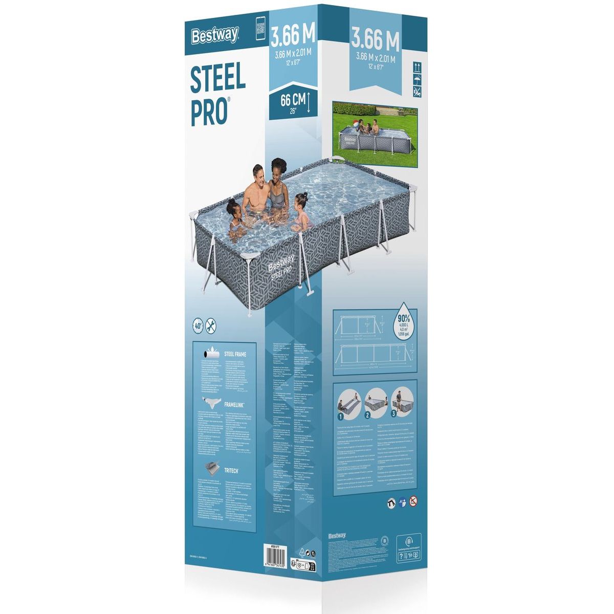 Bestway Bazén s konstrukcí Steel Pro™ 366 x 201 x 66 cm bez filtrace