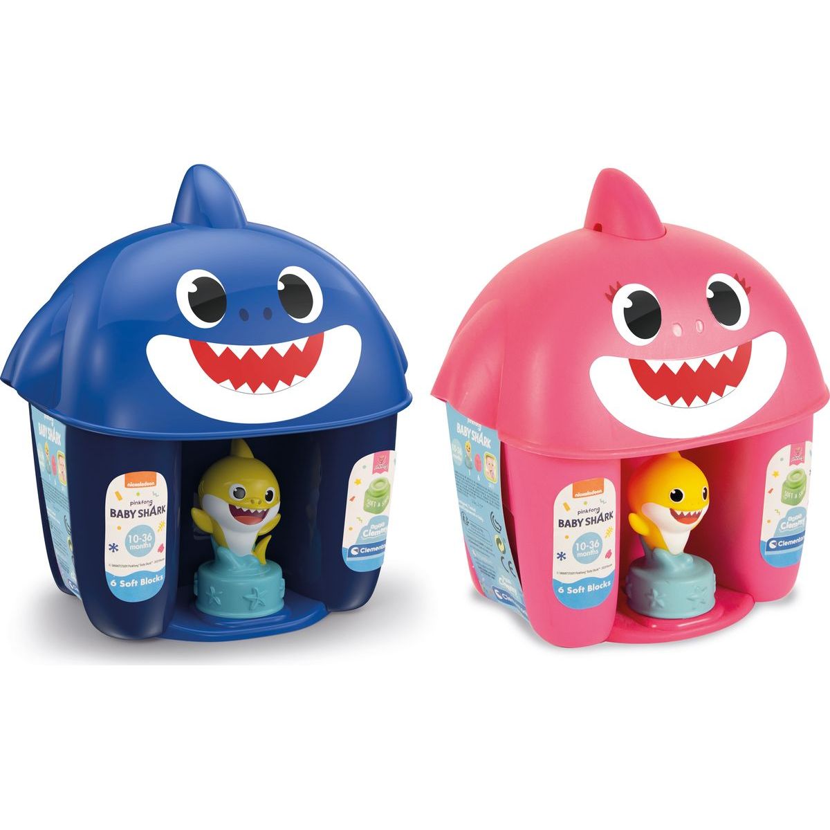 Clemmy baby Baby Shark Kyblík s kostkami růžový 6 dílků