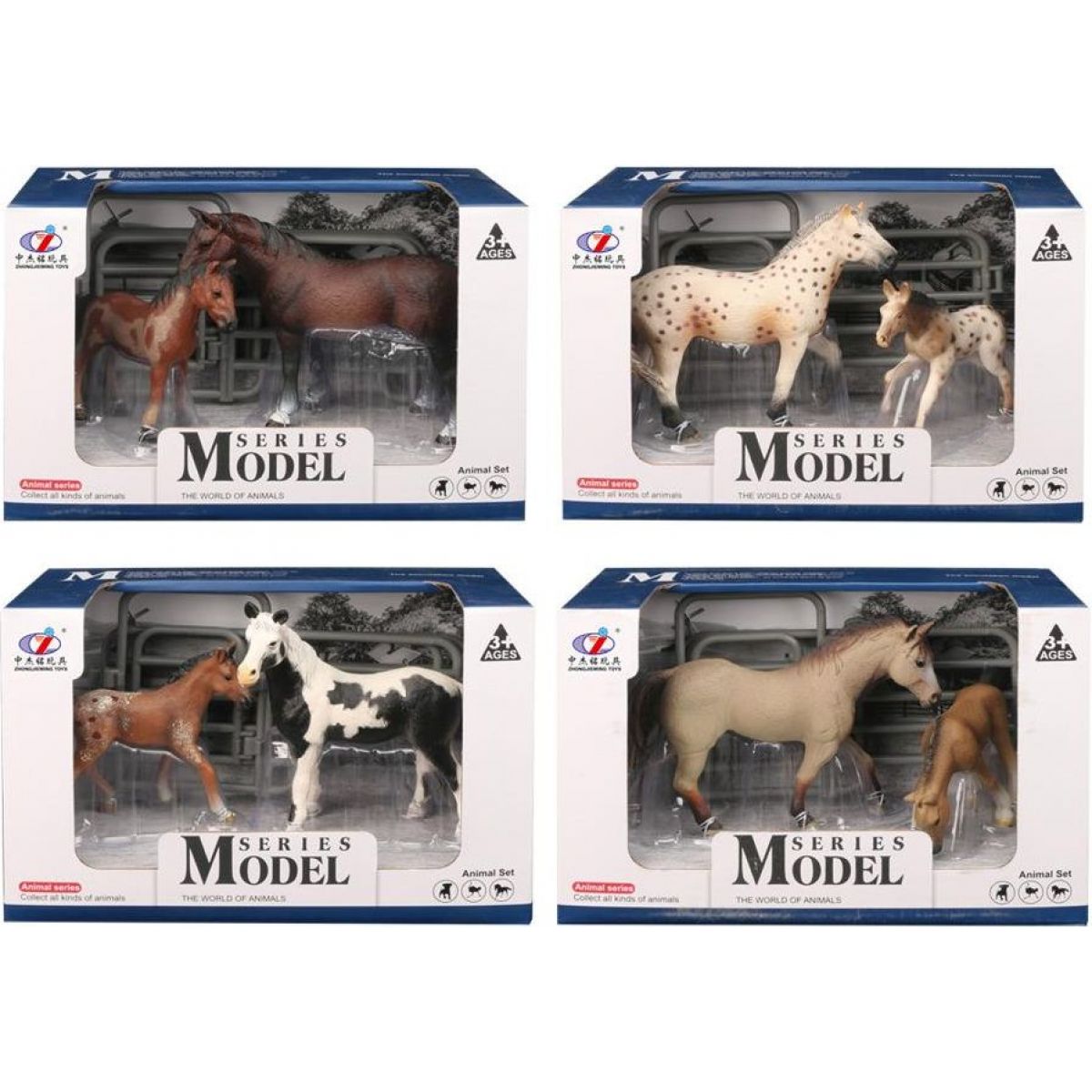 Series Model Svět zvířat sada 1, kůň a hříbě - tmavě hnědí koně