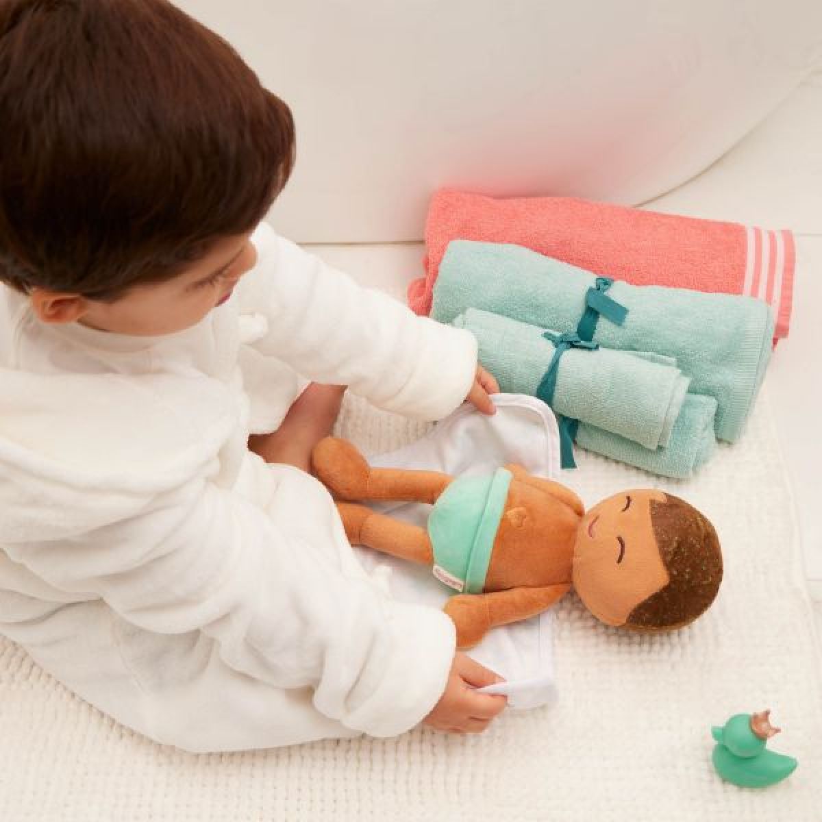 LullaBaby Panenka plyšová do vany kluk Light Brown Hair