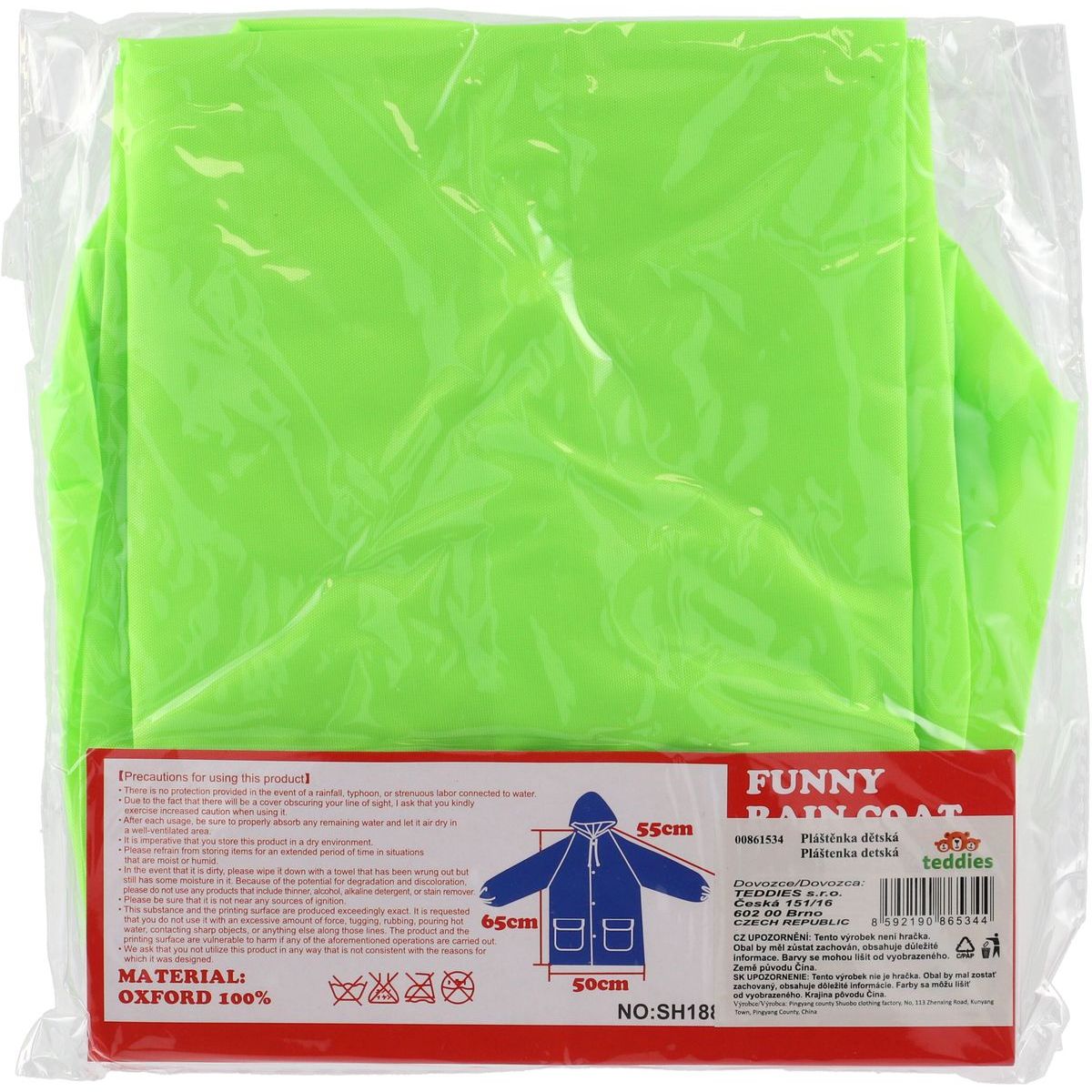 Pláštěnka dětská žába velikost 110 - 120 cm zelená