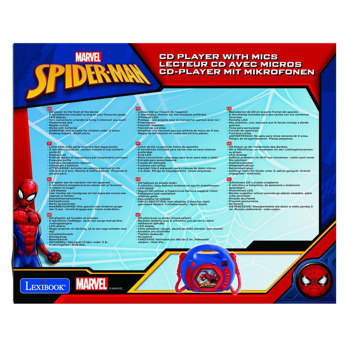 Lexibook CD přehrávač Spiderman se 2 mikrofony