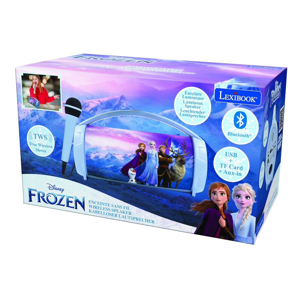 Lexibook Bluetooth reproduktor Frozen s mikrofonem svítící