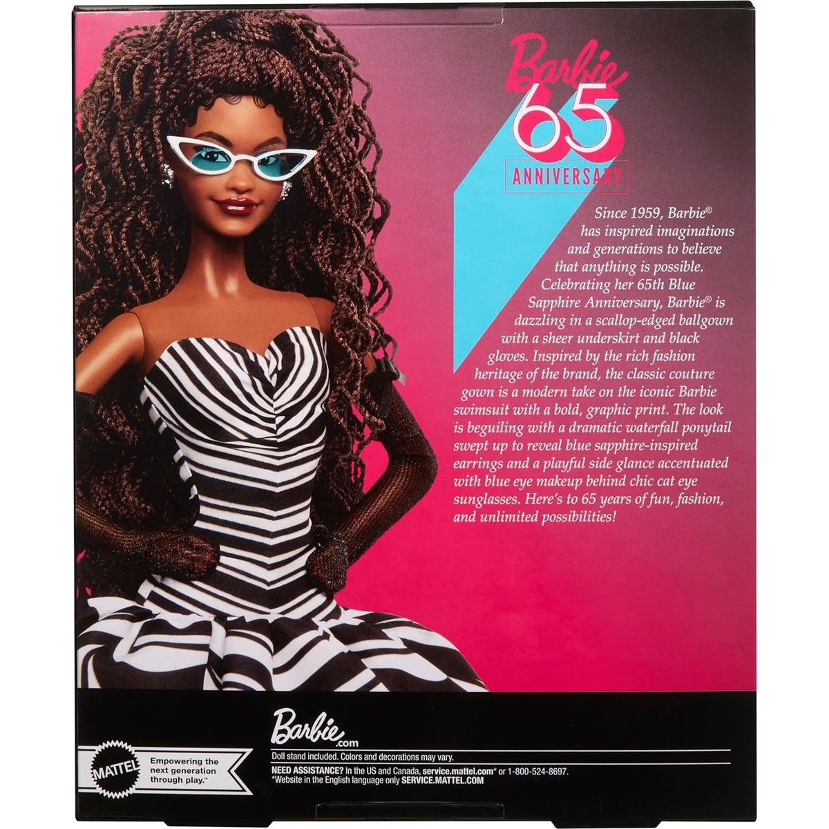Mattel Barbie panenka 65. výročí černovláska