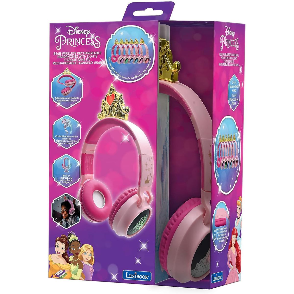 Lexibook Svítící bezdrátová sluchátka Disney Princezny