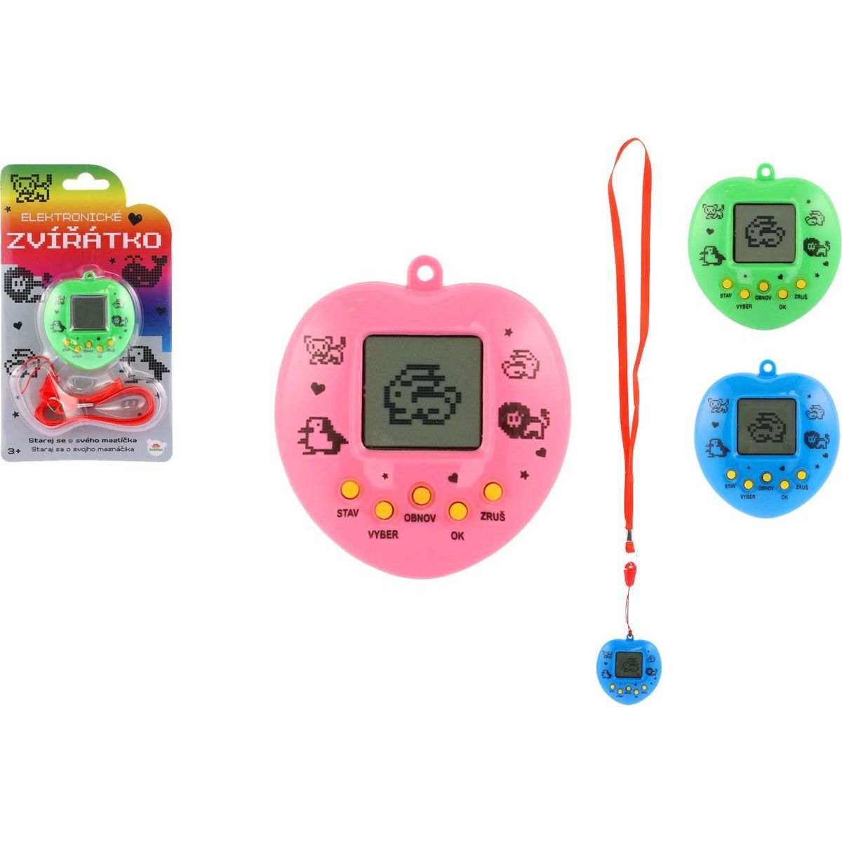 Zvířátko Tamagochi elektronické přívěsek se šňůrkou se zvukem 5 x 6 cm růžová
