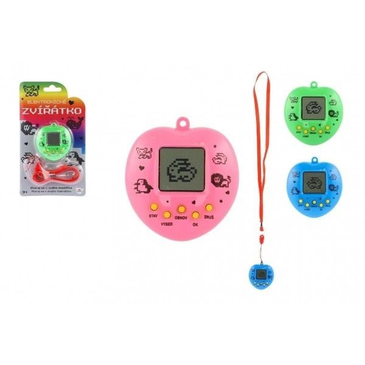 Zvířátko Tamagochi elektronické přívěsek se šňůrkou se zvukem 5 x 6 cm modrá