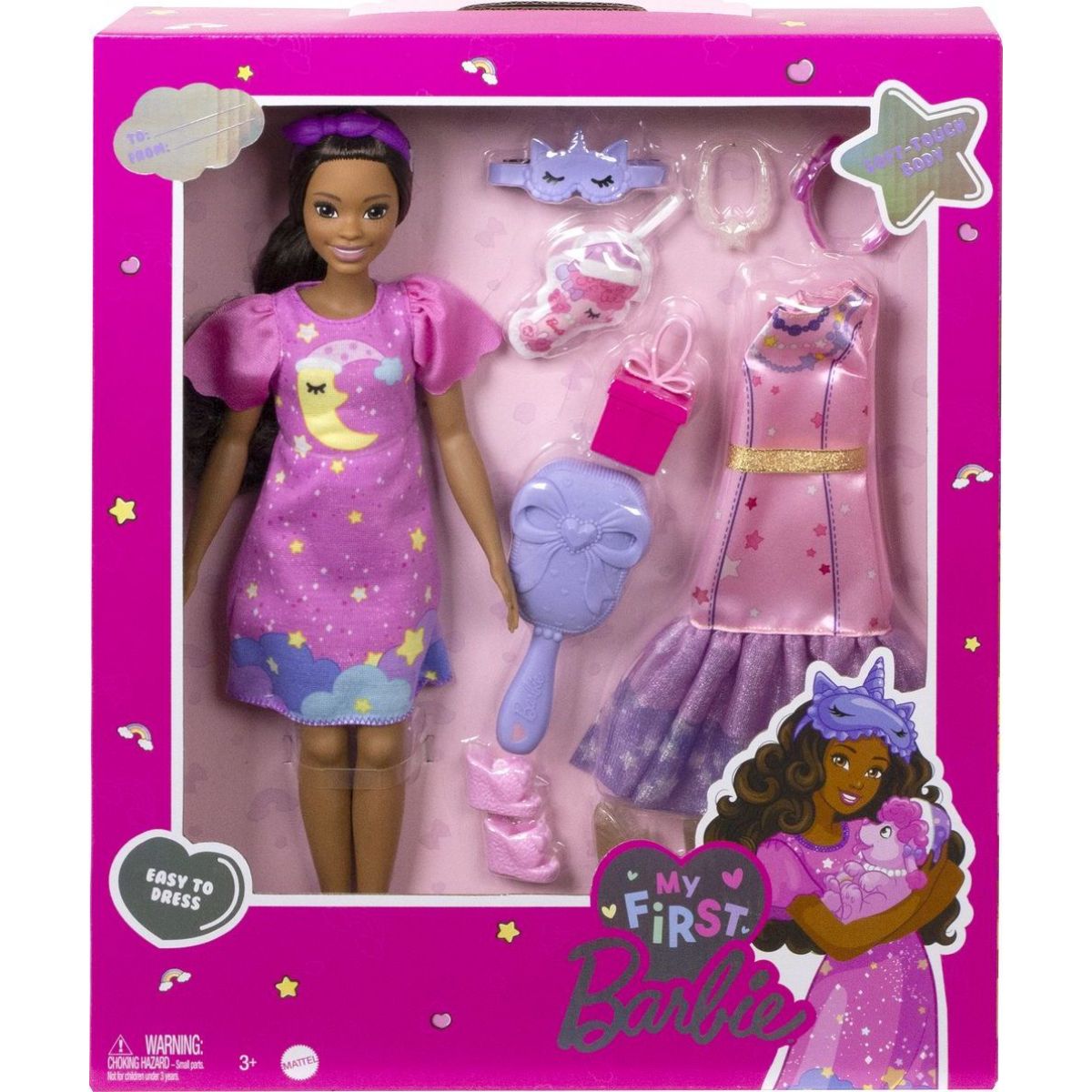 Mattel Moje první Barbie panenka Den a noc růžová 34 cm