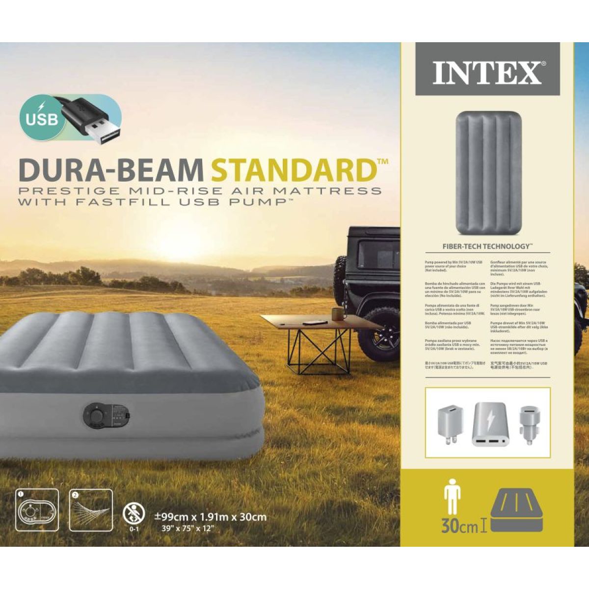 Intex 64112 Nafukovací postel 99 x 191x 30 cm - Dura-Beam Twin Prestige - Poškozený obal