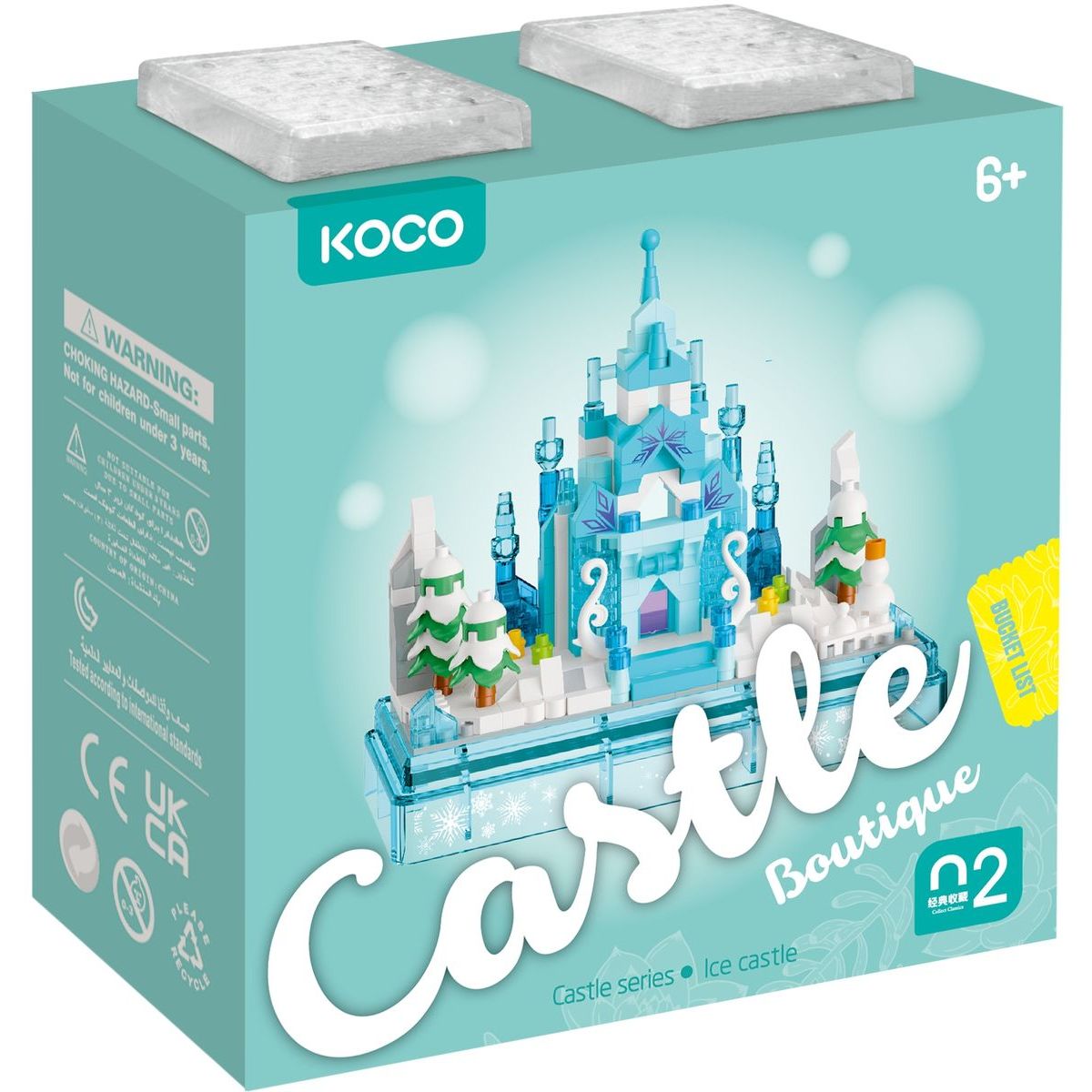 Stavebnice mini KOCO Zimní hrad plast 381ks v krabičce 11x12x5cm
