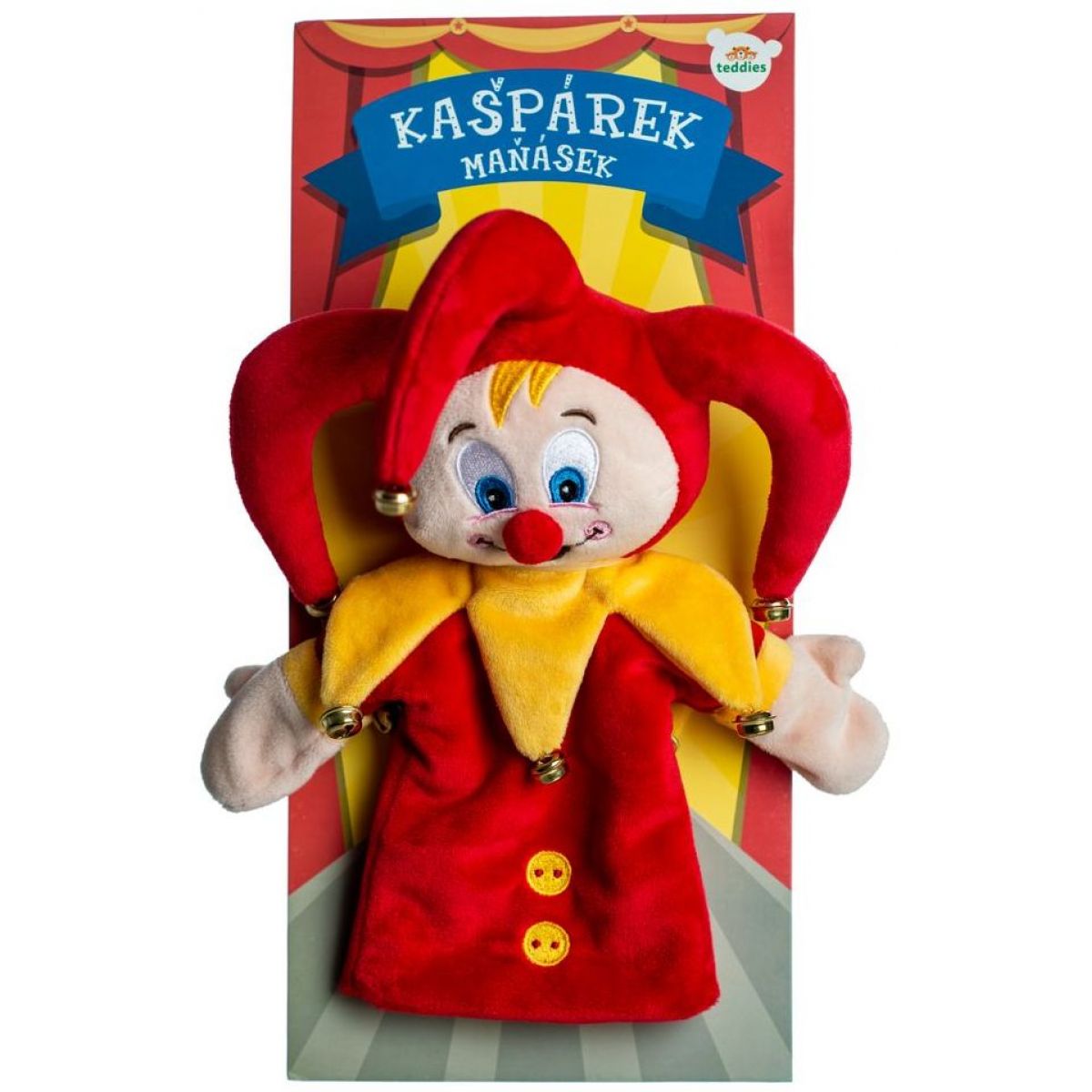 Plyšový maňásek Kašpárek na ruku 27 cm