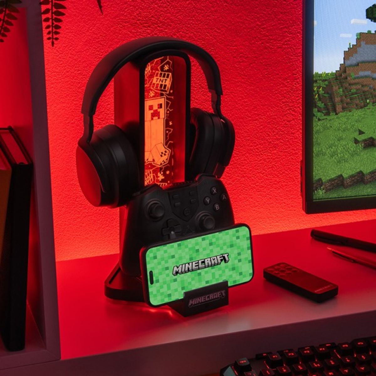 Minecraft držák sluchátek se světlem