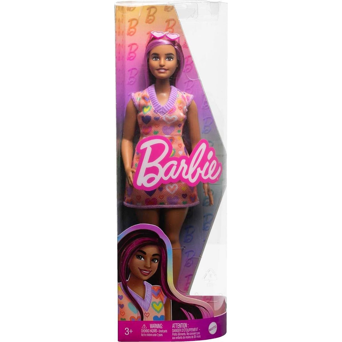 Barbie modelka šaty se sladkými srdíčky
